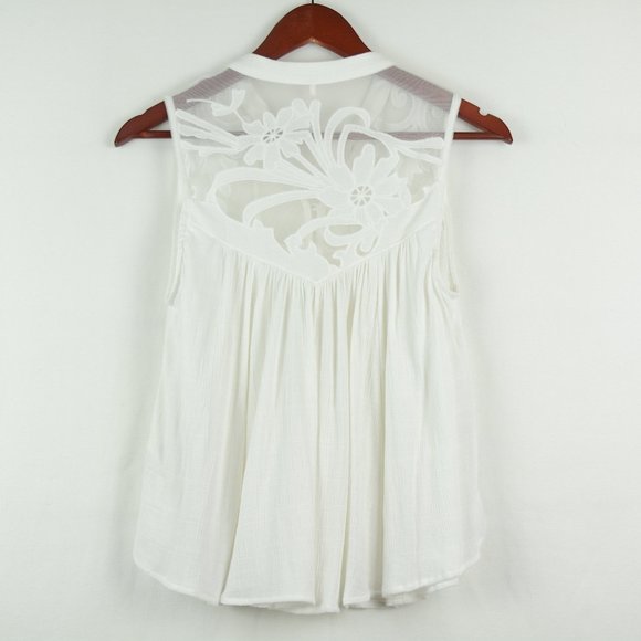 Free People White Lace Button Front Top XS - Picture 5 of 8